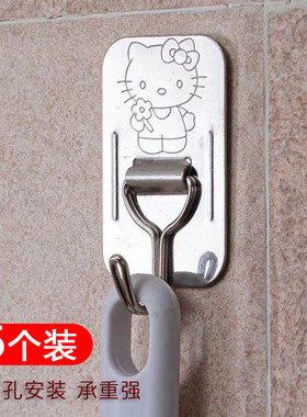强力承重免钉胶挂钩不锈钢可活动钩子厨房挂勺子铲子厨具门后粘钩