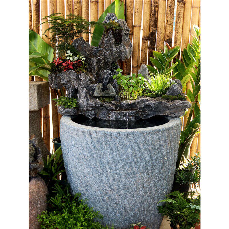 鱼池假山造景流水喷泉瀑布中式仿青龙石头摆件庭院花园水景观装饰