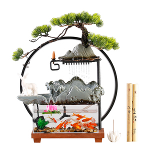 招财流水鱼缸摆件家居客厅桌面装饰品水循环喷泉景观乔迁开业礼品