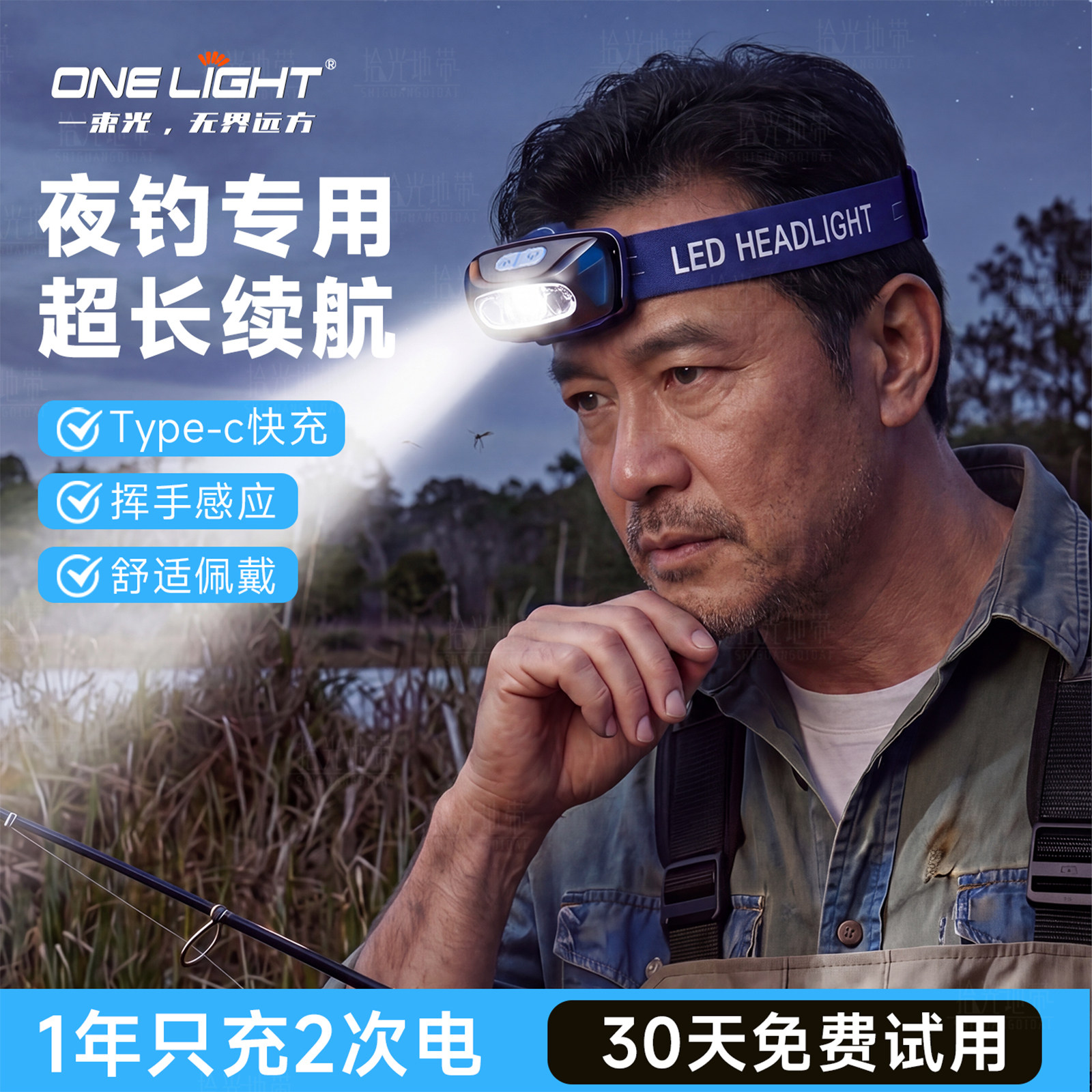 【夜钓第一名】顺丰户外照明头灯