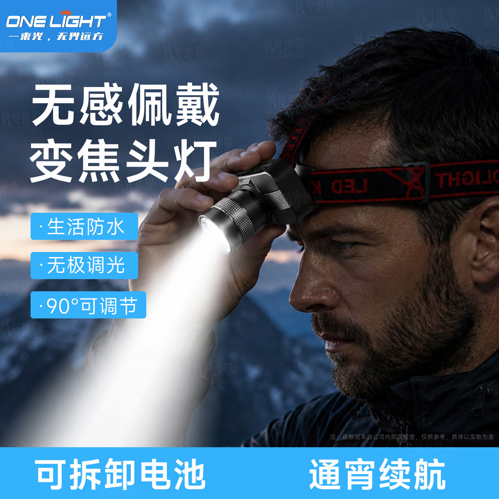 户外头戴式可拆卸电池强光头灯