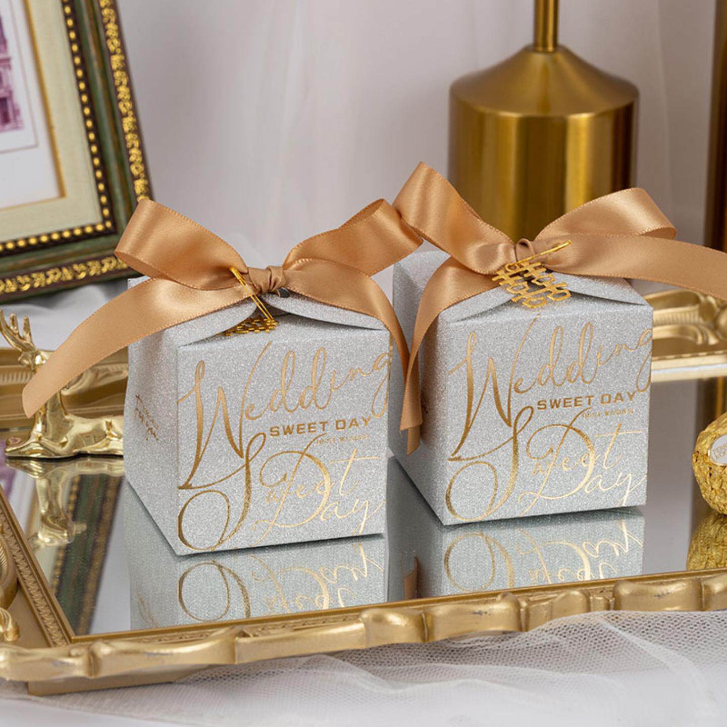 糖盒结婚喜糖盒创意韩式婚礼糖果盒订婚喜糖袋礼盒装金葱纸空盒子