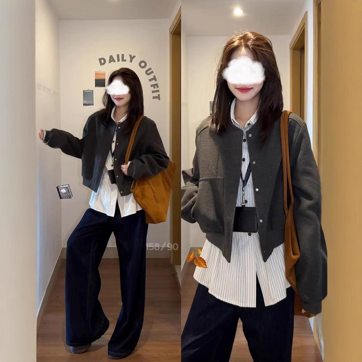 外套女春棒球服夹克春季韩系上衣短裙套装穿搭2026新款女装春装薄