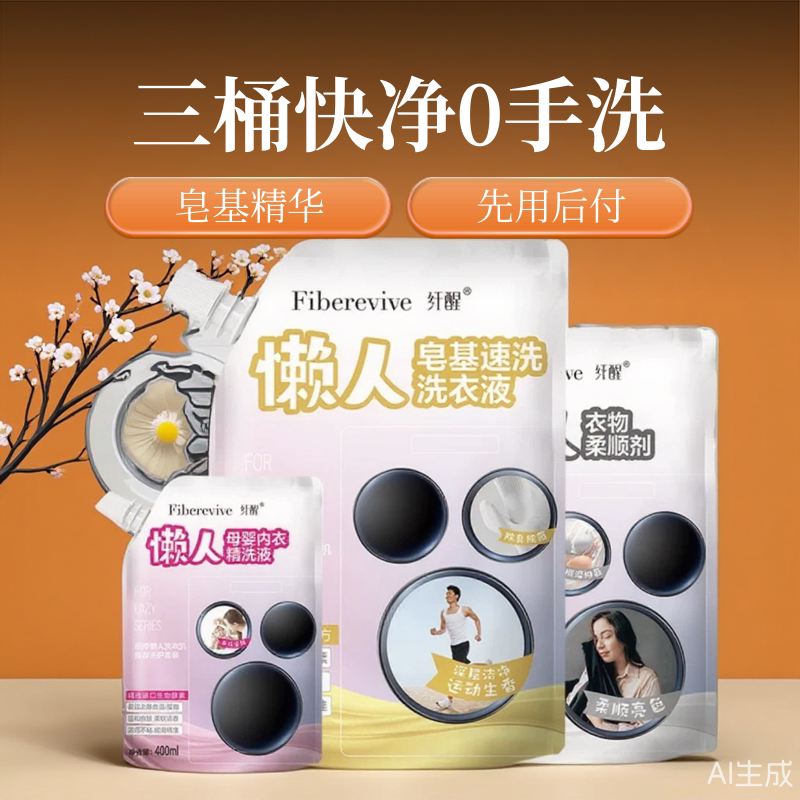 海尔卡萨帝统帅纤醒精洗三桶懒人洗衣机专用洗衣套装洗衣液柔顺剂