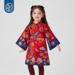 年衣女童旗袍冬新款唐装连衣裙新中式儿童礼服拜年服长袖改良旗袍
