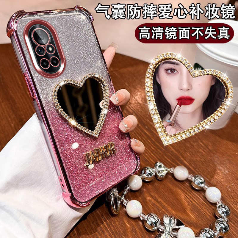 适用华为nova8手机壳nove8pro保护套硅胶ANG一AN00镜头全包BRQ防摔por钻n8软壳女高级感novo镜子带钻新款note