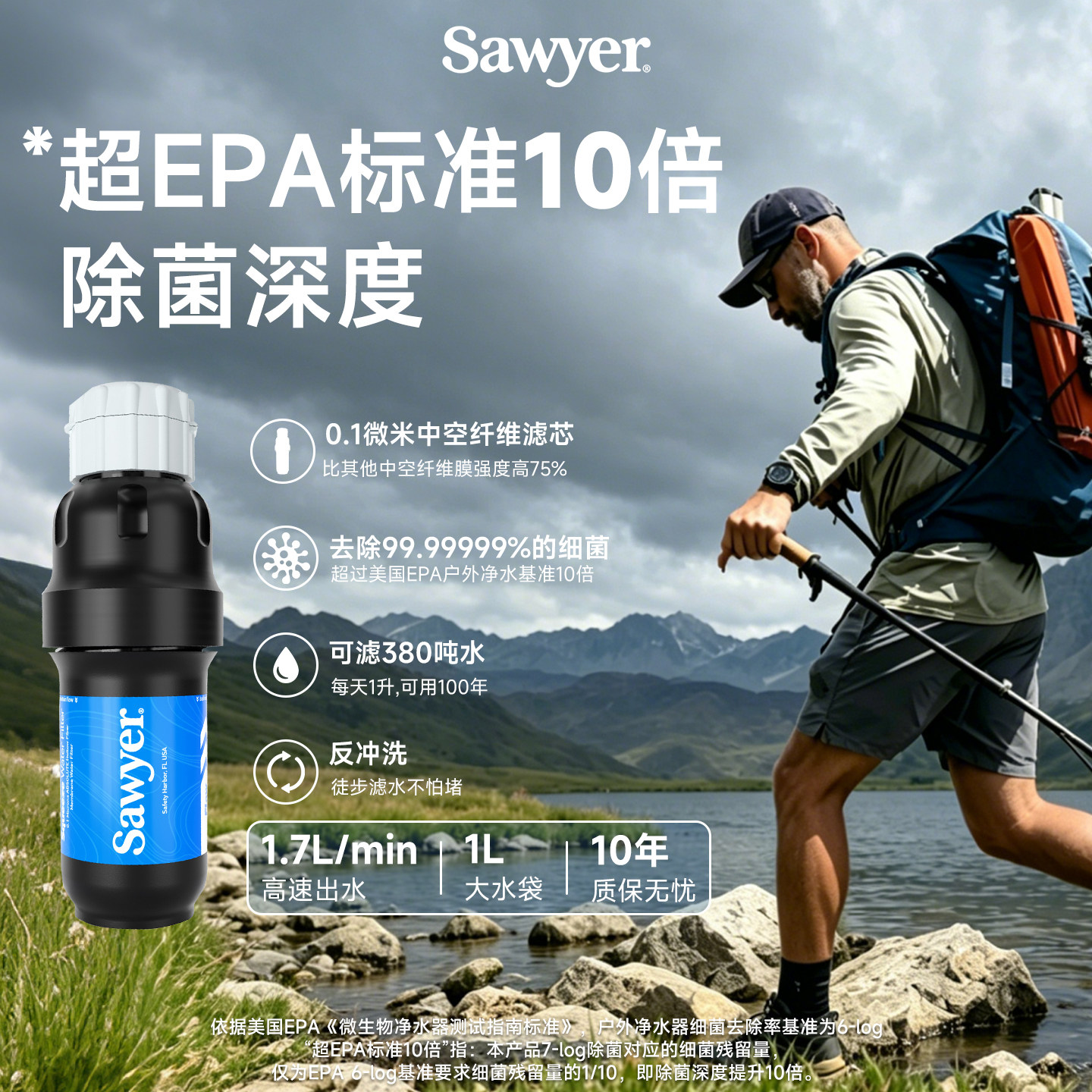 Sawyer索耶挤压水过滤系统净水便携水源过滤避险饮用水过滤SP129
