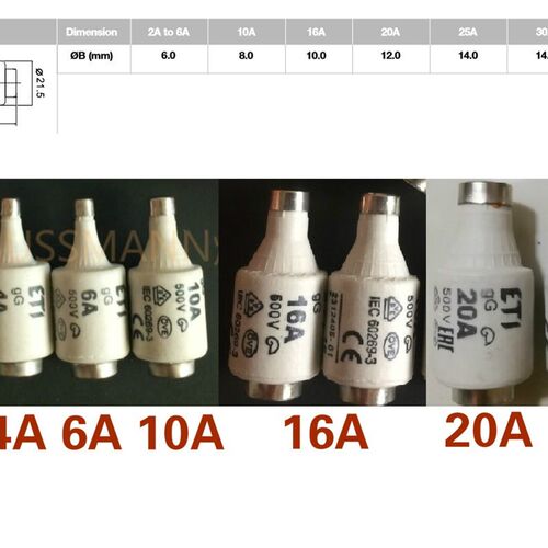 德国ETI熔断器DII 2A 4A 6A 10A 16A 20A 25A 32A 500V GG/GL E27