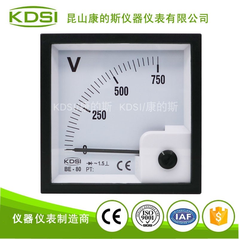 KDSI方形指针显示电表BE-80 AC750V整流式 交流电压表 滚米机用表