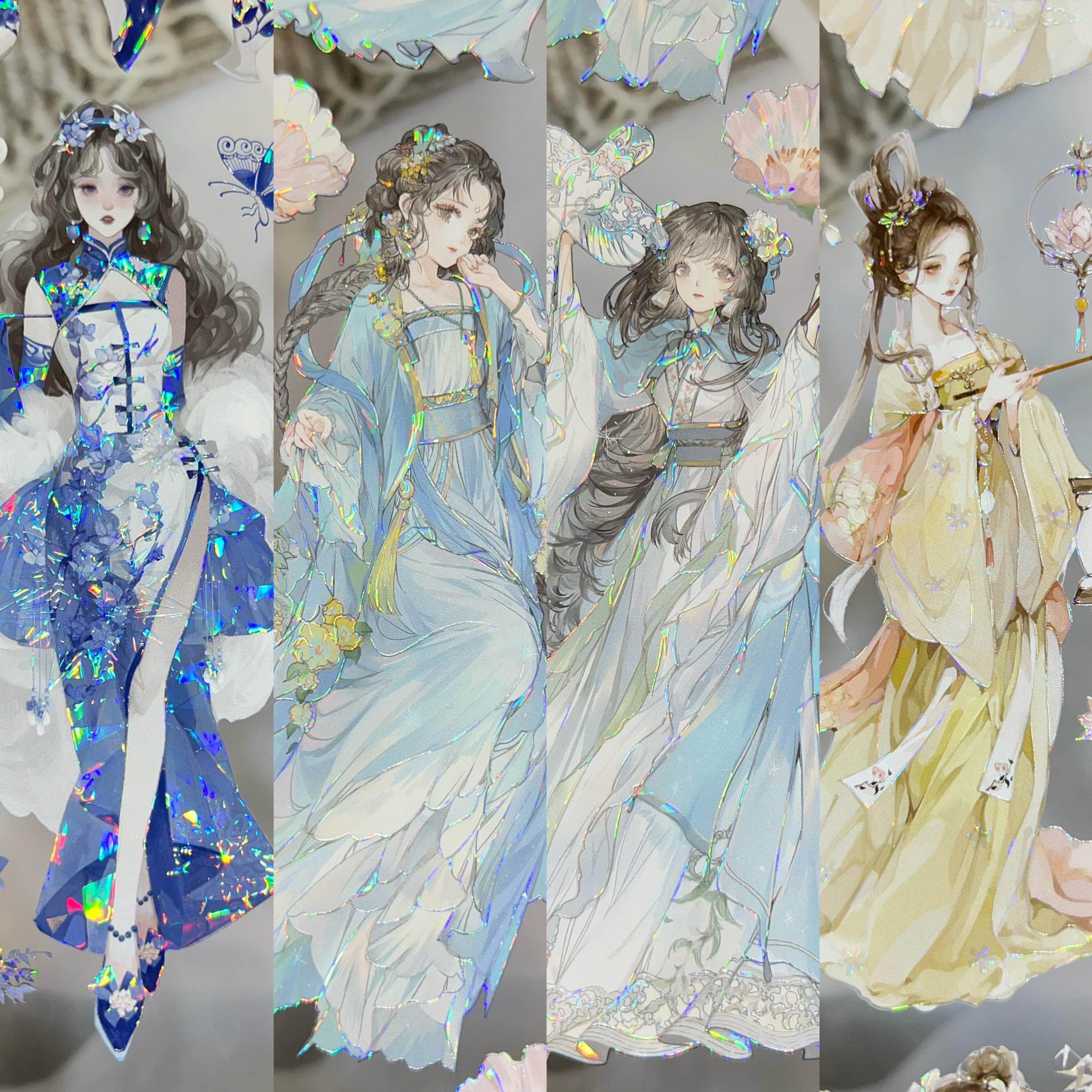 一木一横分装胶带清池浅浅天青雾色长安一梦茉莉的森林古风人物