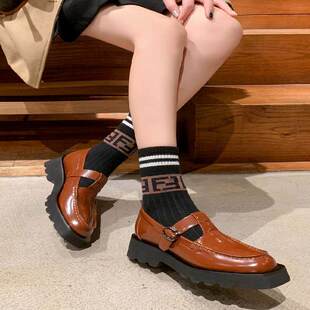 玛丽珍复古牛皮手工厚底小皮鞋 0527 诗颖名品