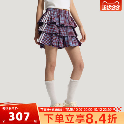 adidas三叶草女子格子蛋糕短裙