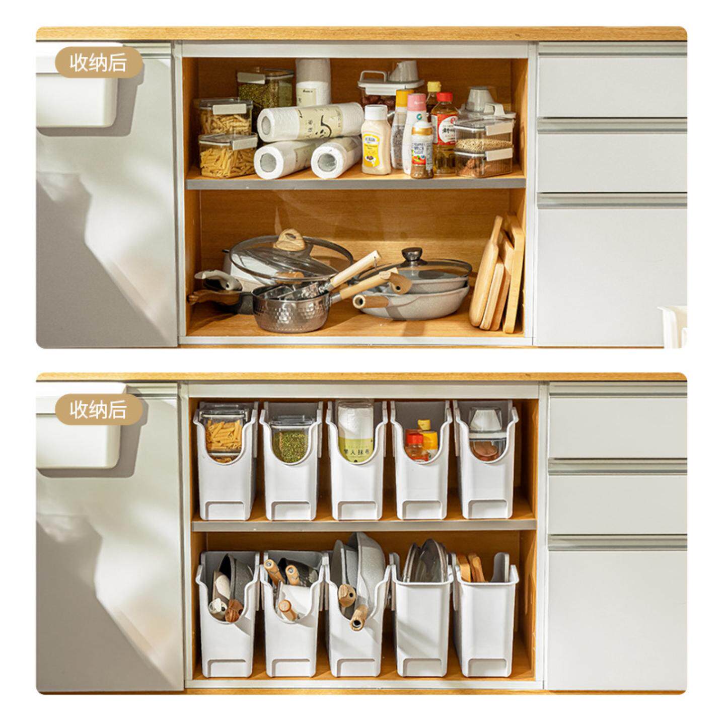 纳川厨房收纳盒锅盖架置物架塑料锅具收纳盒架家居滑轮收纳盒储物