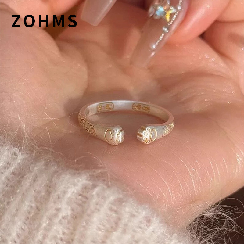 zohms古法招财猫猫爪戒指女指环尾戒时尚个性轻奢高级感中古气质