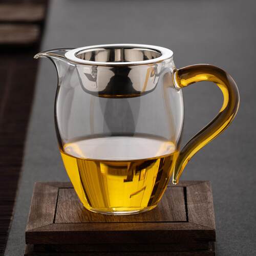 玻璃公道杯茶滤一体加厚耐热家用