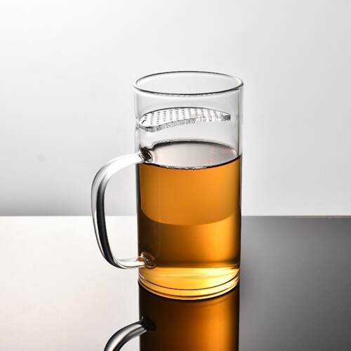 月牙高硼硅玻璃泡茶杯带滤网直筒