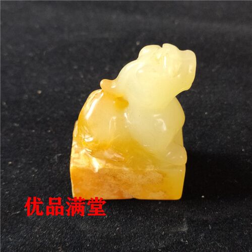供应古玩岫玉工艺品仿古做旧高古玉生貔貅小印章手把件