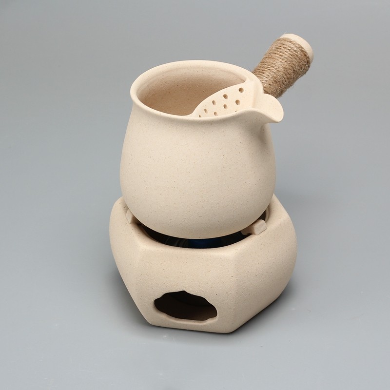 白泥酒精煮茶器罐罐茶煮茶壶侧把壶家用陶瓷室内温泡茶炉子明火