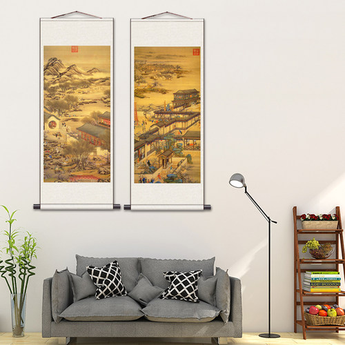 乾隆国画名家字画十二月令装饰国画名家清朝挂画丝绸画礼品套组画
