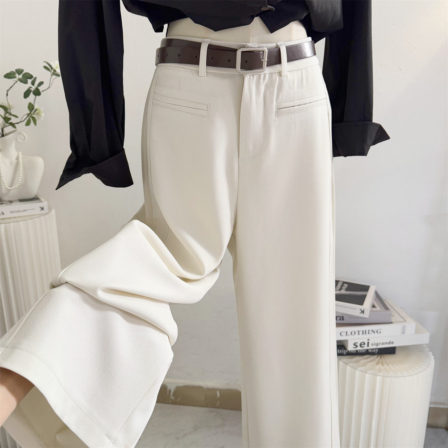 西装裤女2026春夏新款高腰窄版阔腿裤宽松直筒裤通勤气质休闲西裤