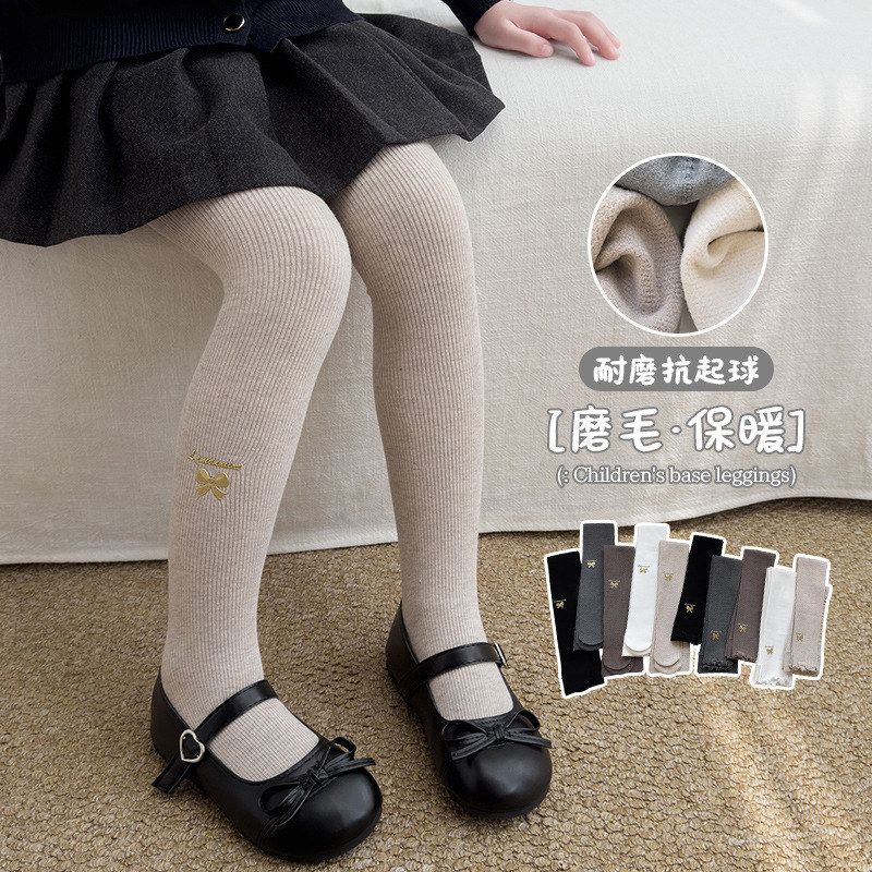 薄绒女童连裤袜秋冬款纯色竖条纹儿童袜子(0-16岁