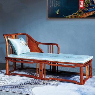 红木家具刺猬紫檀贵妃床花梨木贵妃椅中式仿古实木单人沙发美人榻