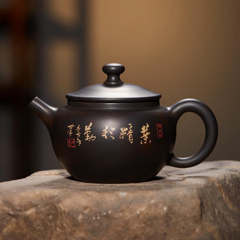 此时此刻建水紫陶仿古茶壶文佳纯手工彩填泡喝茶中式复古功夫茶具