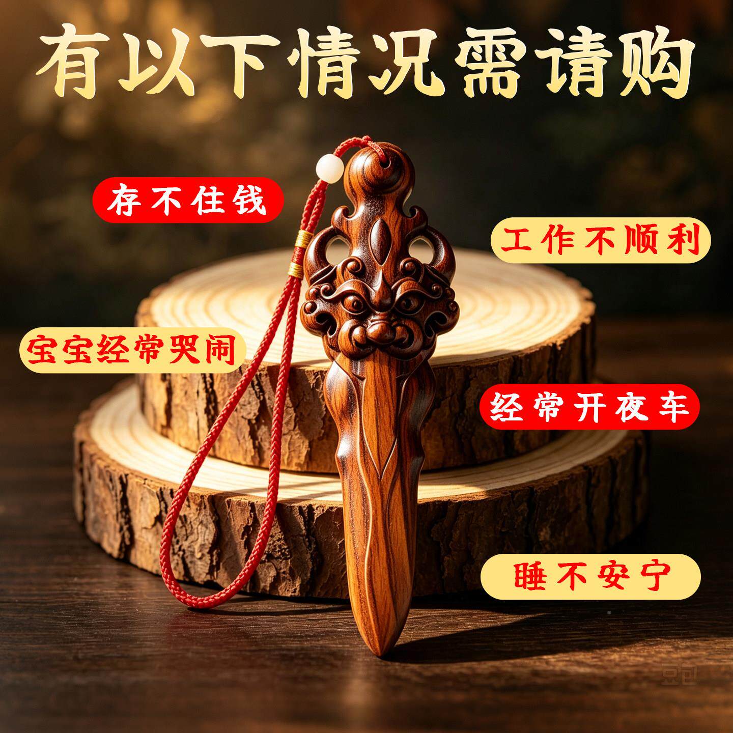 天宝然雷击木桃木剑睚眦婴儿成人宝床受惊吓卧室下吊坠剑LJTMJ703