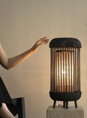 栗石【东方古韵复古中式木质灯笼落地灯侘寂风样板间民宿氛围灯