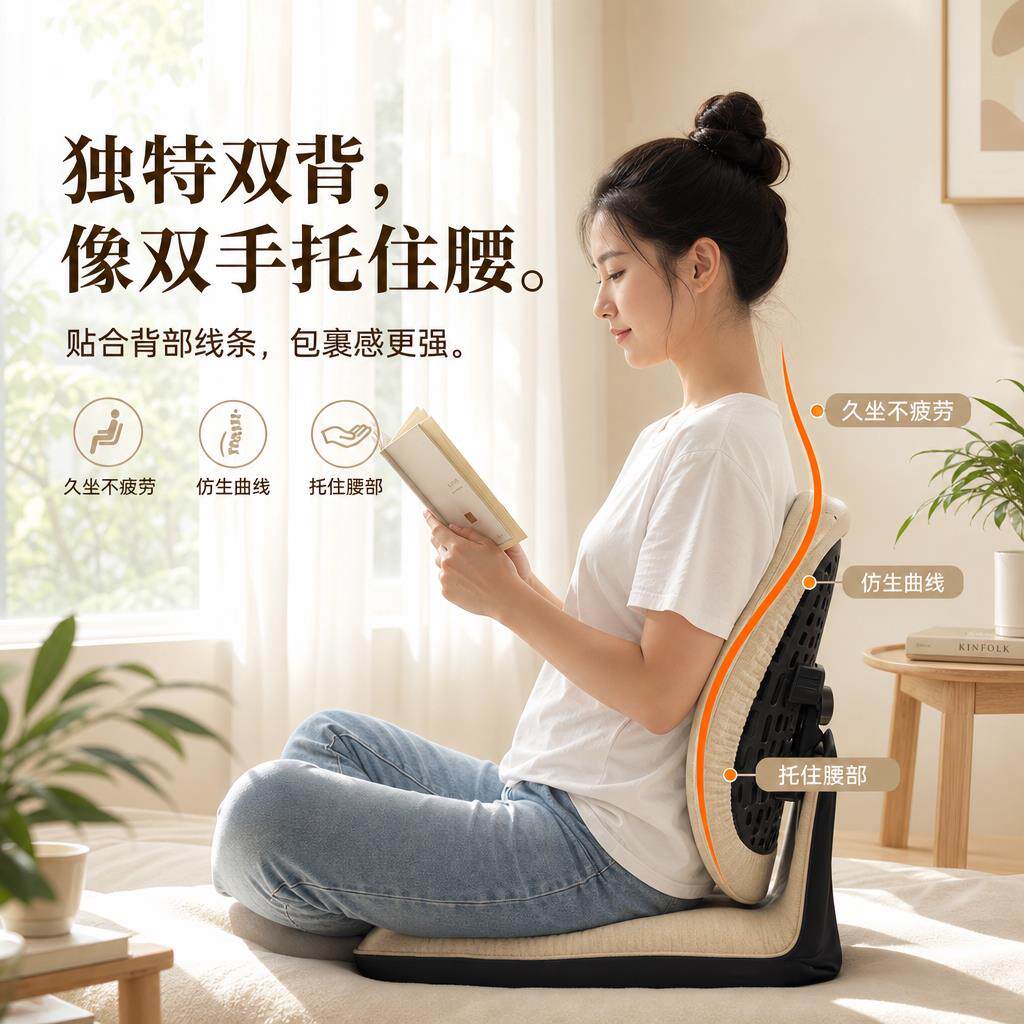 普格瑞司奶油风可拆洗靠背用椅42档后背沙调节适PH-81B榻榻米懒人