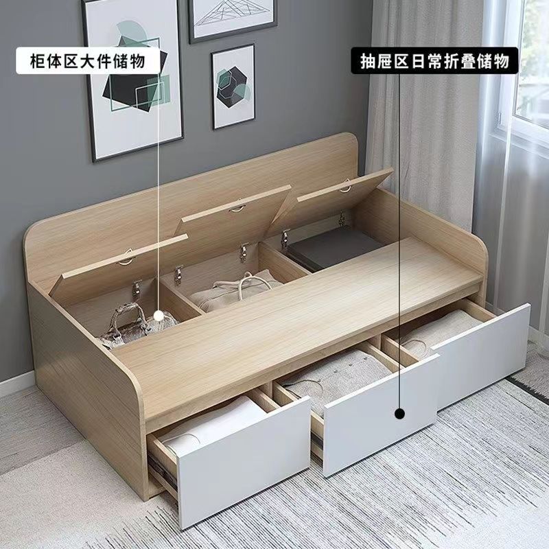 榻榻米床储物实木板书房简约箱体式沙发床带抽屉收纳小户型多功能