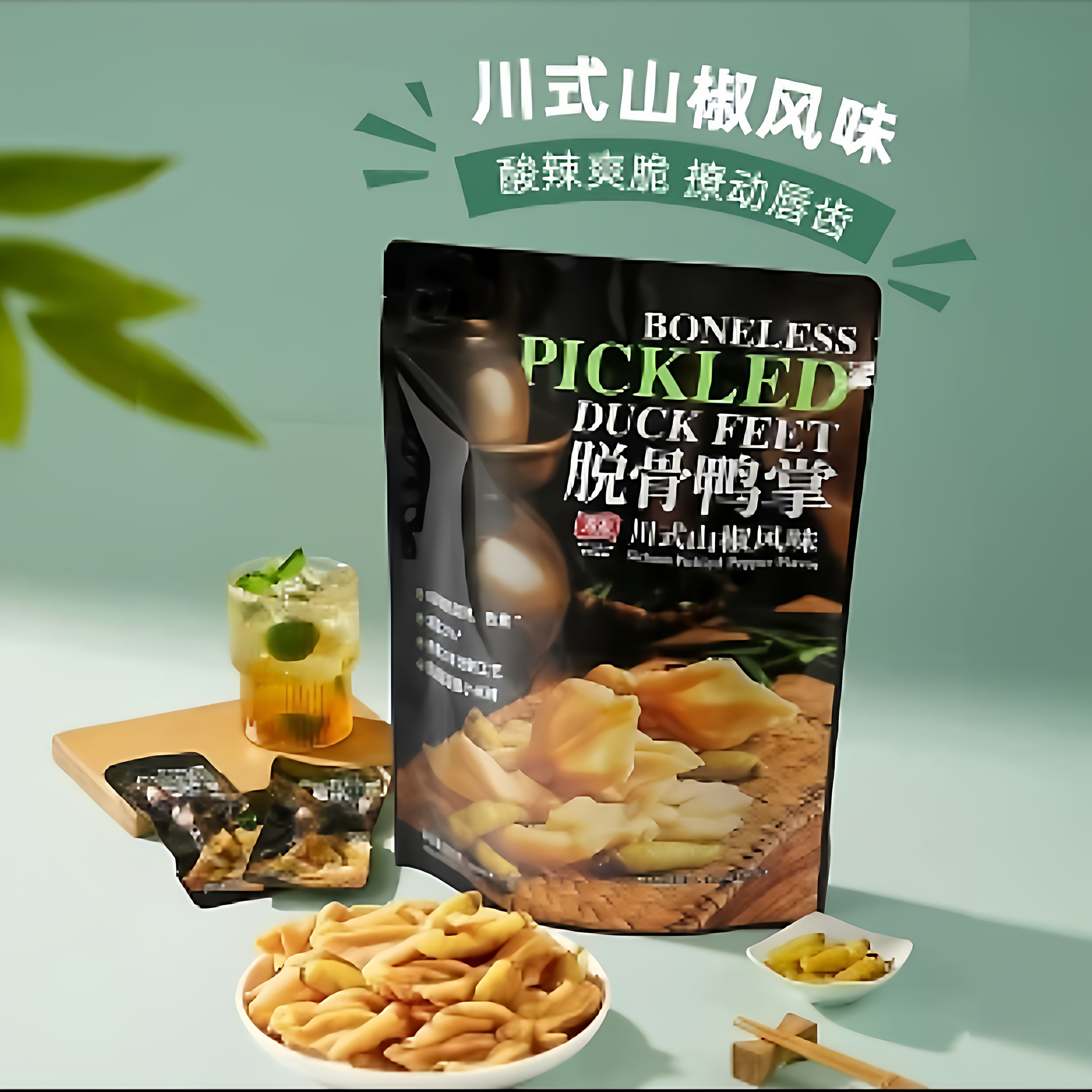 山姆代购香辣山椒味有友脱骨无骨鸭掌爪小包休闲卤味零食