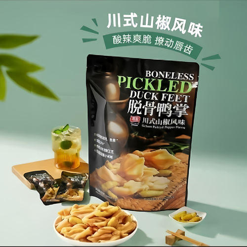 山姆代购香辣山椒味有友脱骨无骨鸭掌爪小包休闲卤味零食
