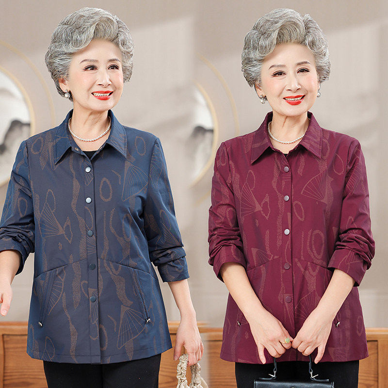 中老年女春秋薄款风衣夹克
