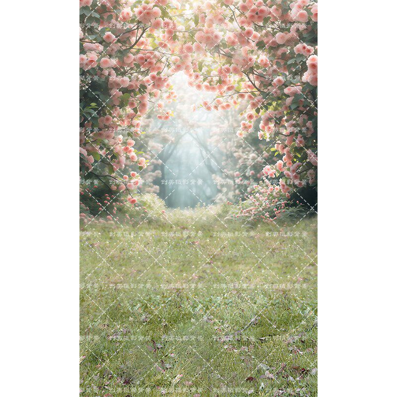 新款儿童莫奈花园女宝拍照背景布莫奈油画童话森林儿童写真背景布