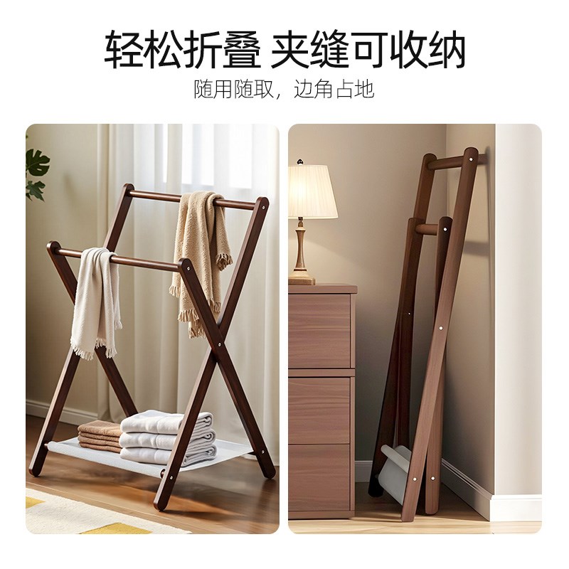 实木挂衣架落地家用卧室懒人衣帽架晾衣架床边晚上放衣神器置物架