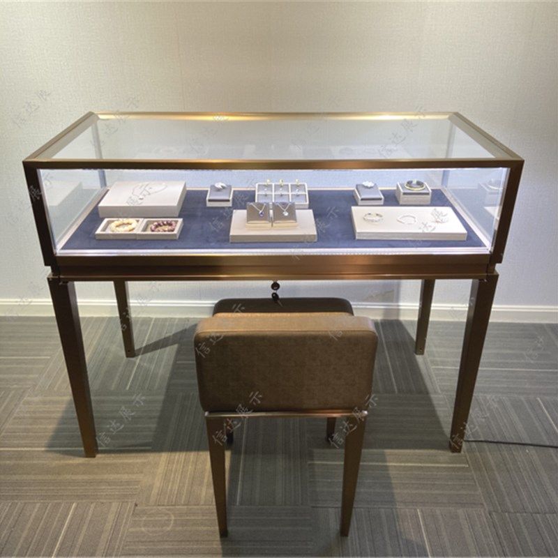 珠宝展示柜首饰柜台玉器翡翠展柜饰品柜台不锈钢玻璃柜子北京定制