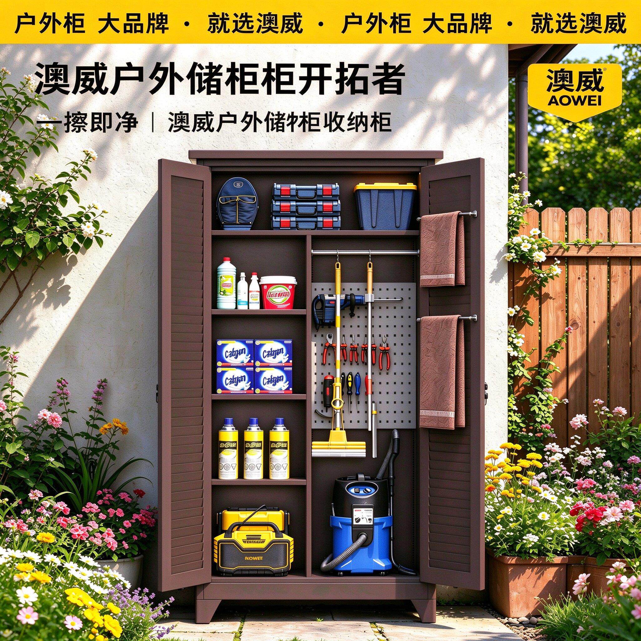 钢储物柜户外庭户外柜院台纳柜渔具拖把阳工具制储物柜防水防锈花