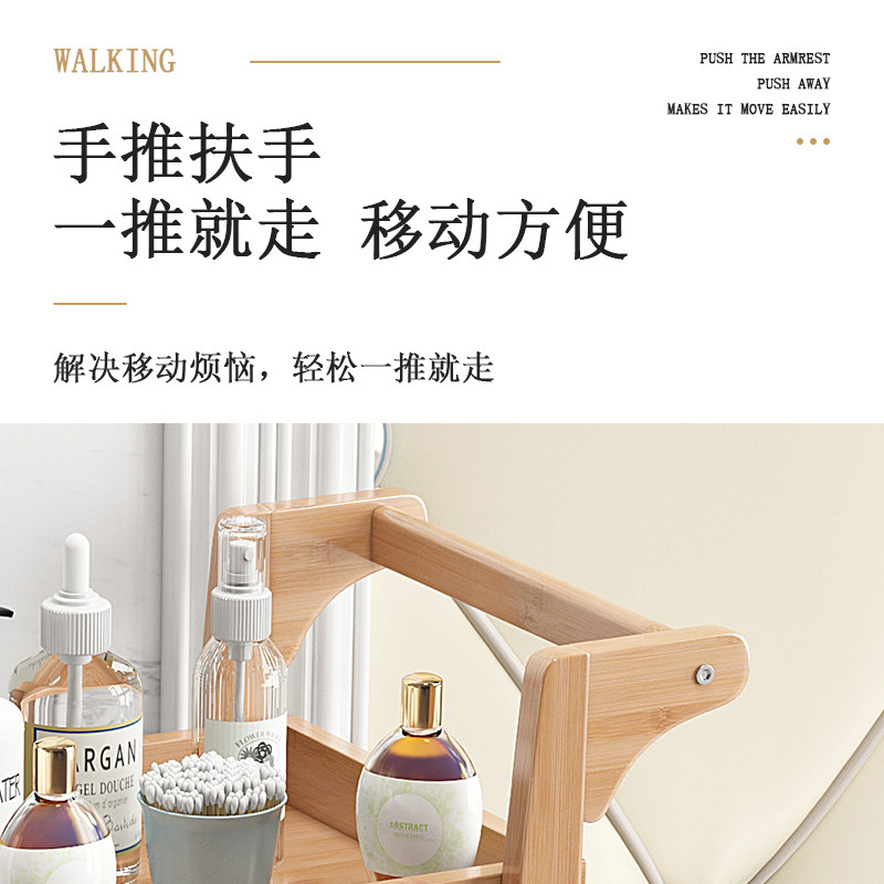 北欧简约风格木质置物架多层移动收纳推车 厨房卧室卫生间落地架