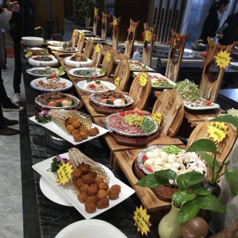 创意特色农家土灶餐具木制酒店明档菜品盘子中式个性复古饭店用品