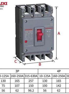 德力西塑壳断路器CDM3空气开关100A160A200A250A400A三相3P四线4P