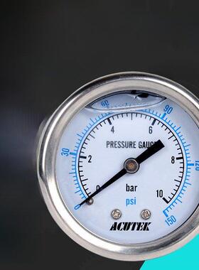 acacutek轴向抗冲击压力表Yn50Z 10Bar Pt1/4气压油压防震压力表
