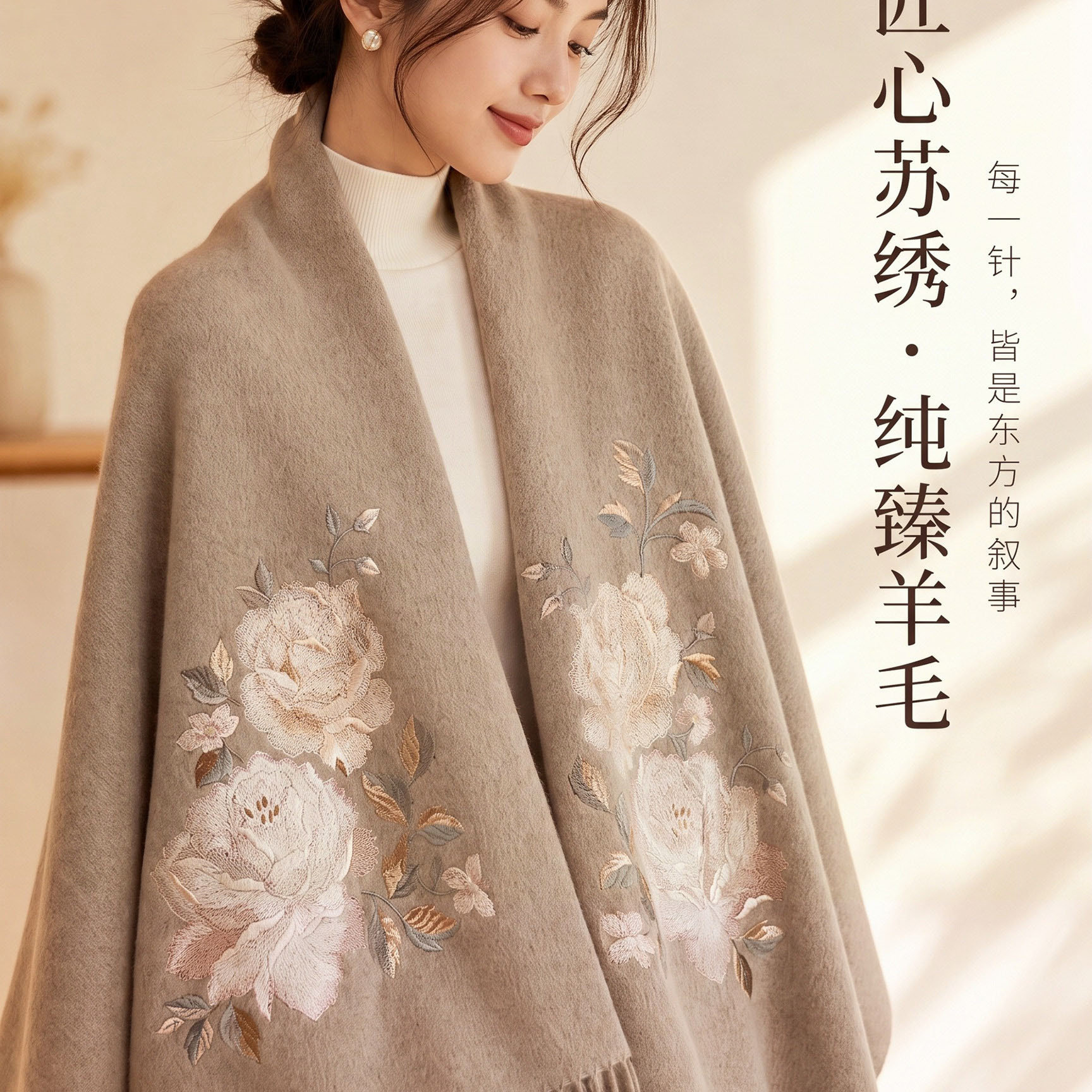 鄂尔多斯市高端羊毛围巾洋气女款