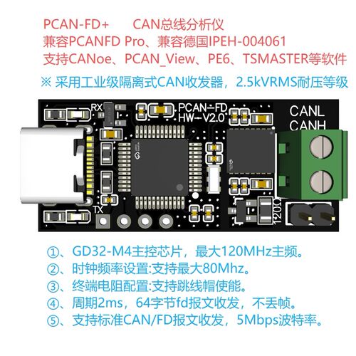 PCAN-USB-Pro-FD模块兼容PEAK IPEH-004061支持CANoe TSMASTER