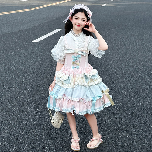 女童夏季洛丽塔公主蛋糕裙套装