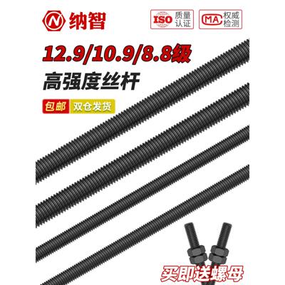 高强度螺杆丝杠螺母套装全螺纹通丝螺丝杆牙条m8m10m12m16m20m24