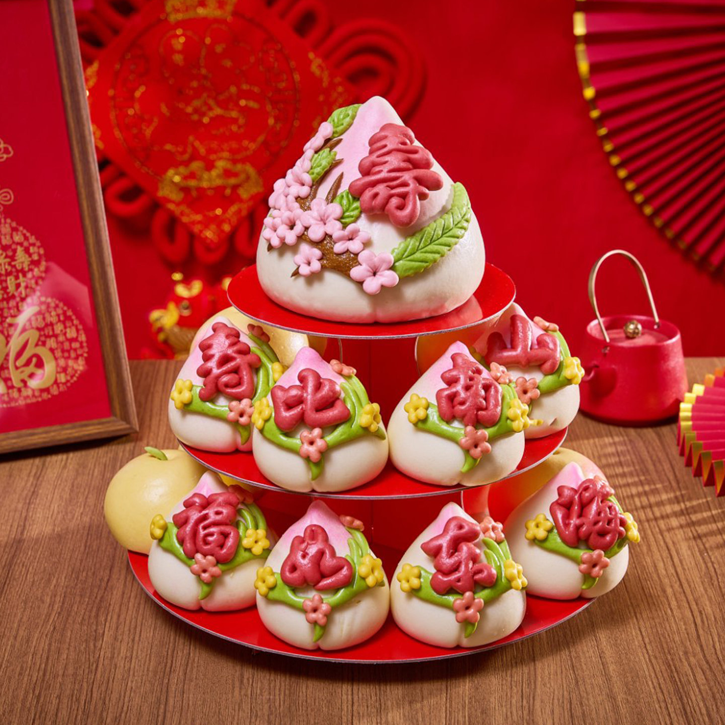 山东胶东花馍寿桃馒头老人生日祝寿花饽饽六十八十大寿过寿大寿桃