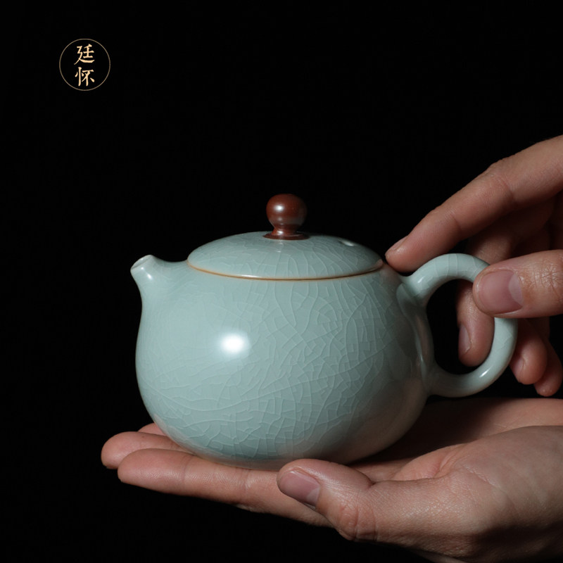 汝州李廷怀汝瓷西施壶天青汝窑茶壶功夫茶具开片陶瓷单壶中式高端