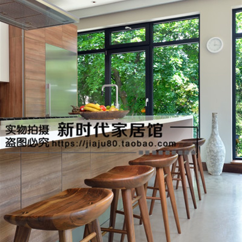 实木吧台椅餐椅家用北欧原木酒吧椅餐桌凳高脚凳子新中式椅简约椅