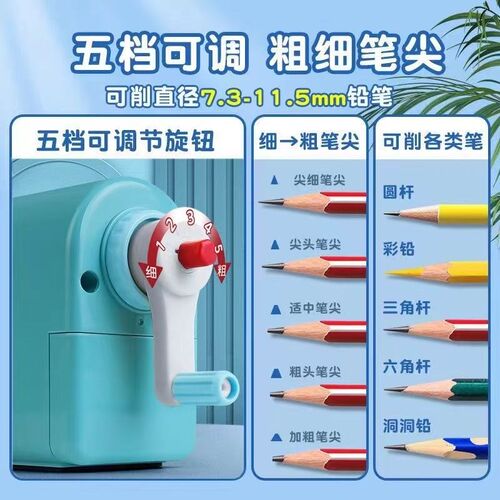 削笔器卷笔刀大口径手摇转笔刀削笔机粗细笔杆通用特粗洞洞铅笔加